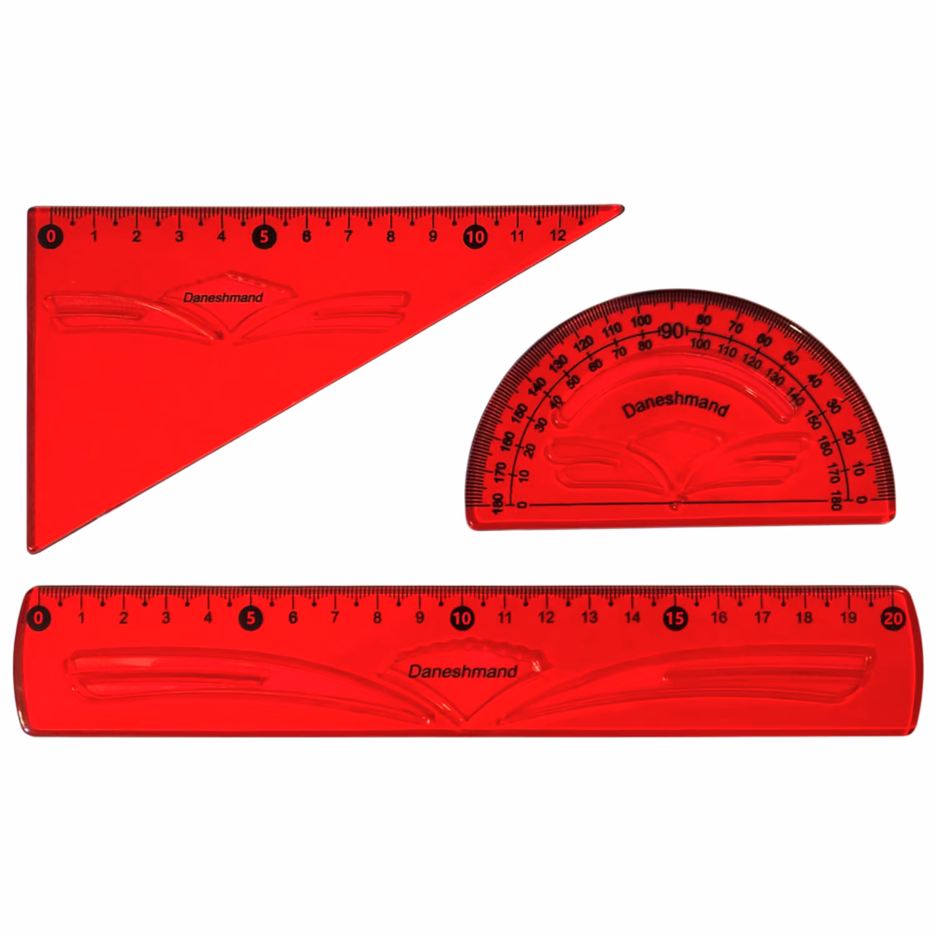 ست خط کش و گویا و نقاله ژله ای دانشمند مدل الماس - رنگ قرمز