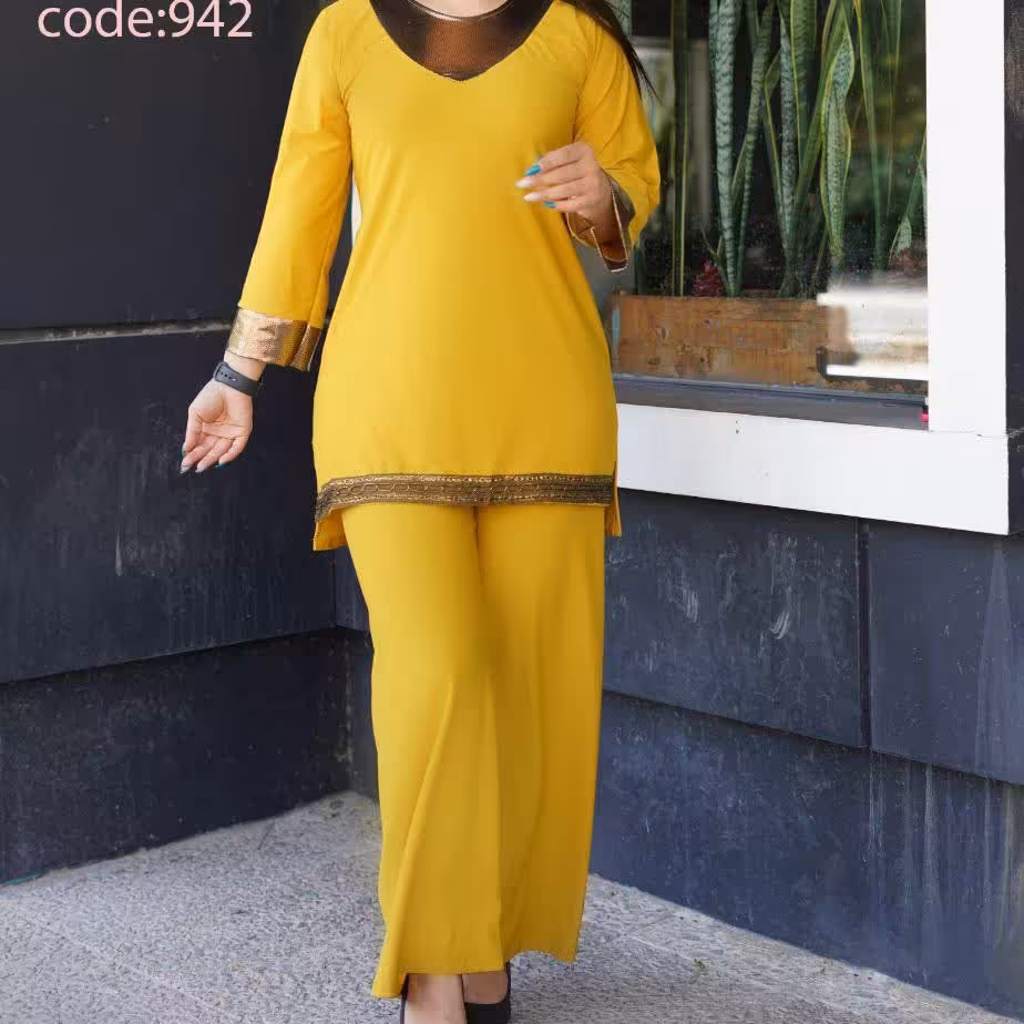 تونیک شلوارخرجکار دیسکو پایین نوار سنتی، جنس کرپ پلاس،فری سایز از 38تا44،ارسال رایگان بتمام نقاط کشور،پوشاک زنانه نرگس