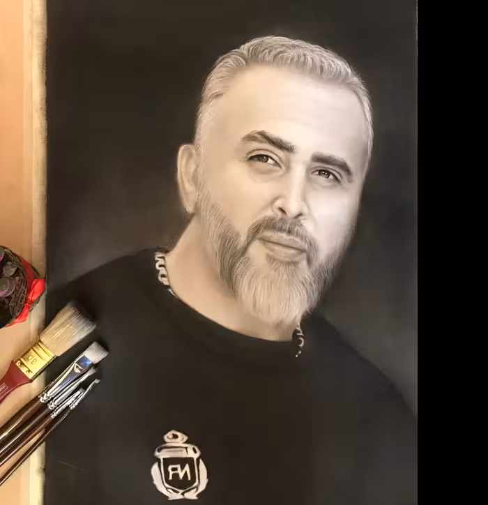 تابلو نقاشی چهره سفارشی سیاه قلم سایز a2