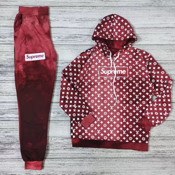 ست بلوزوشلوار طرح ال وی رنگ زرشکی