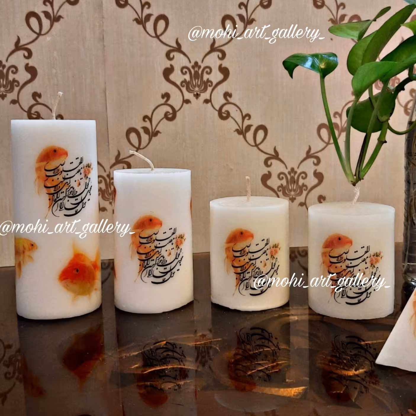 شمع استوانه طرح ماهی با دعای سال