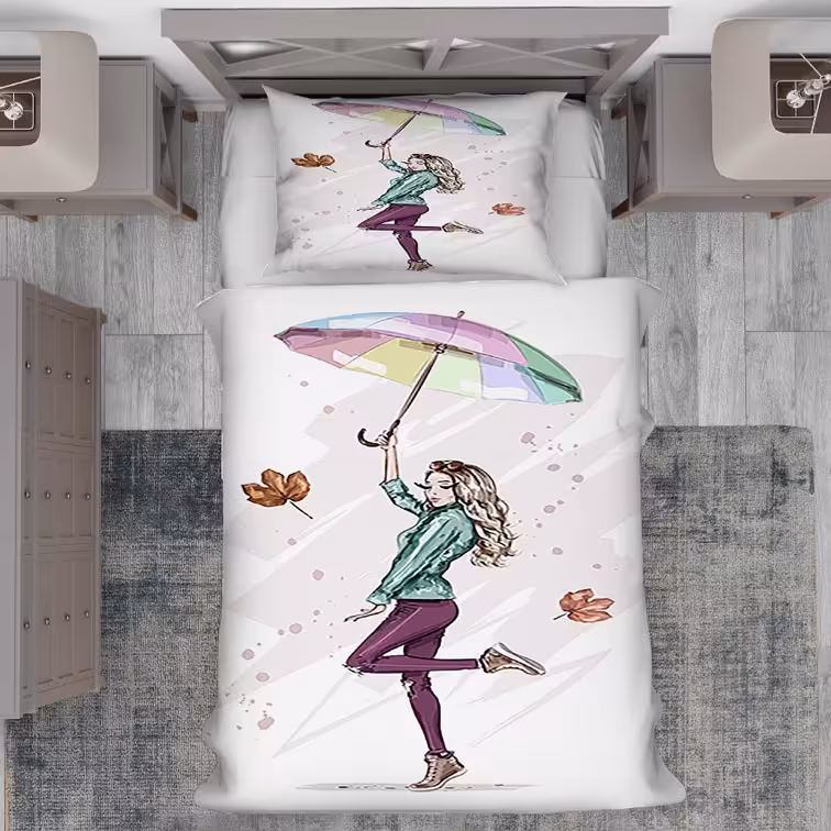 روتختی نوجوان دختر طرح دختر جوان با چتر رنگی PK-4921