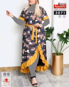 پیراهن مهمانی زنانه نخ پنبه چاپی مدل ساحلی