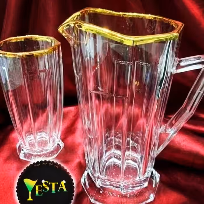 پارچ لیوان استیج لب طلا