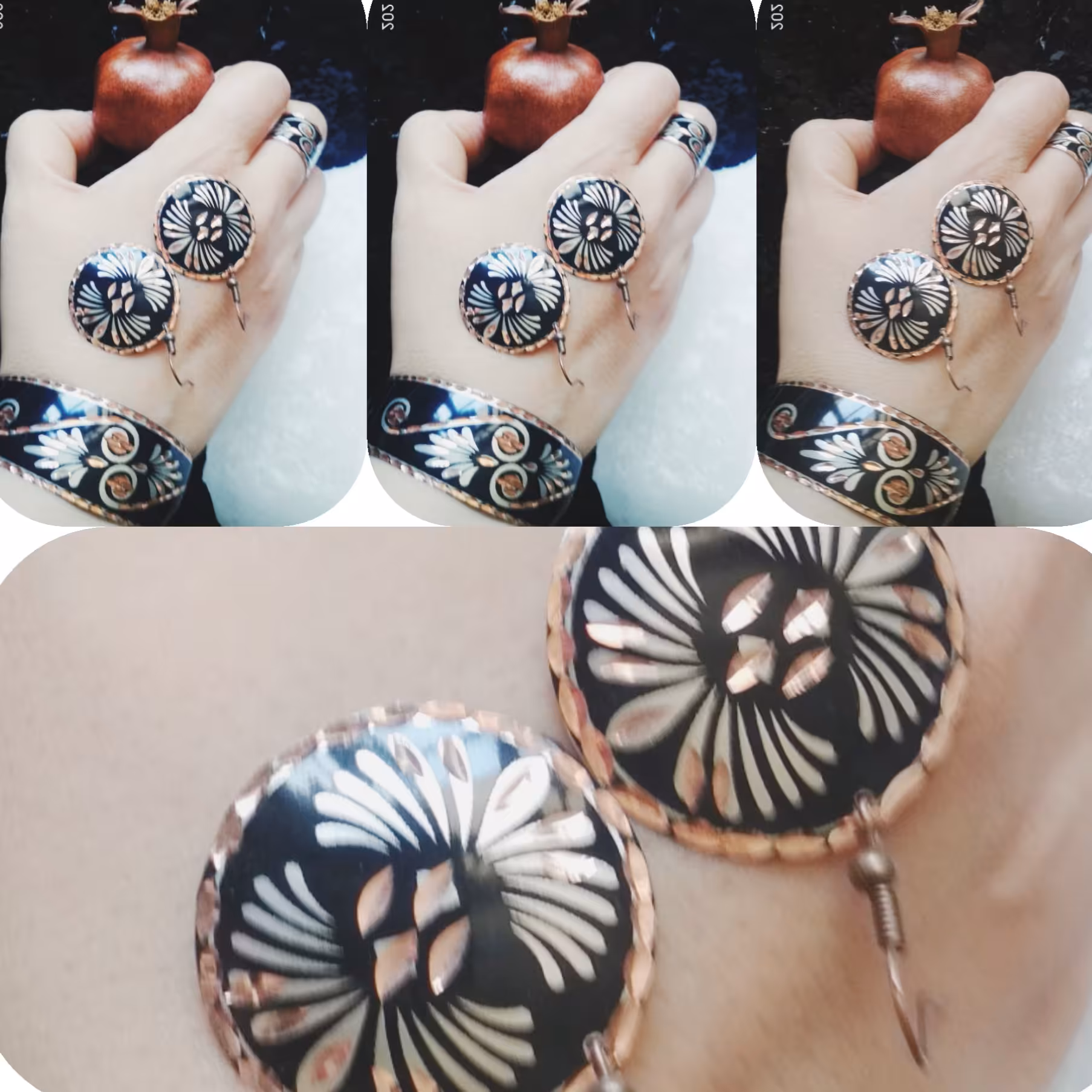 سرویس دستبند و انگشتر و گوشواره مسی روکش دار 2