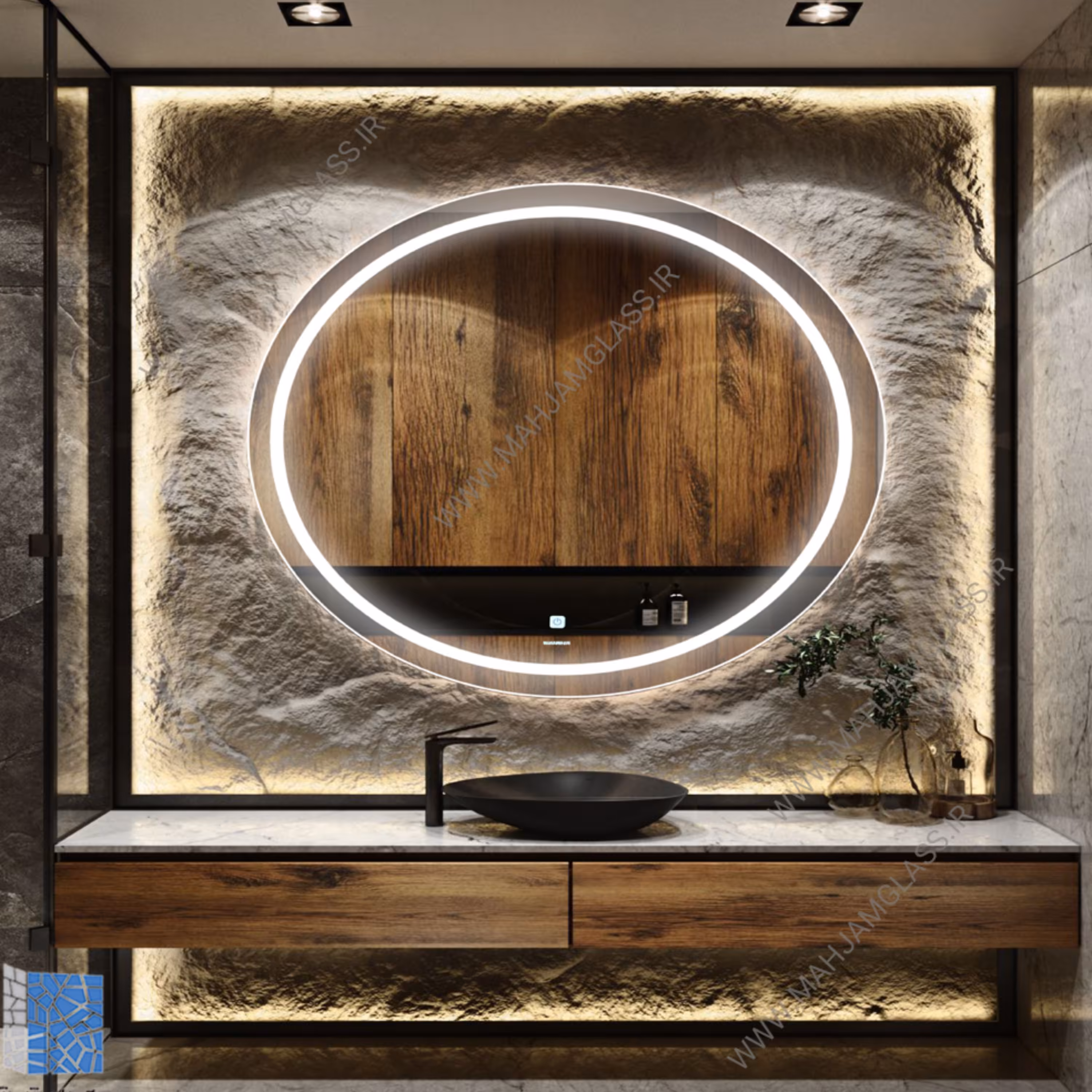 آینه بک لایت گرد 70 تک تاچ کد HC7022