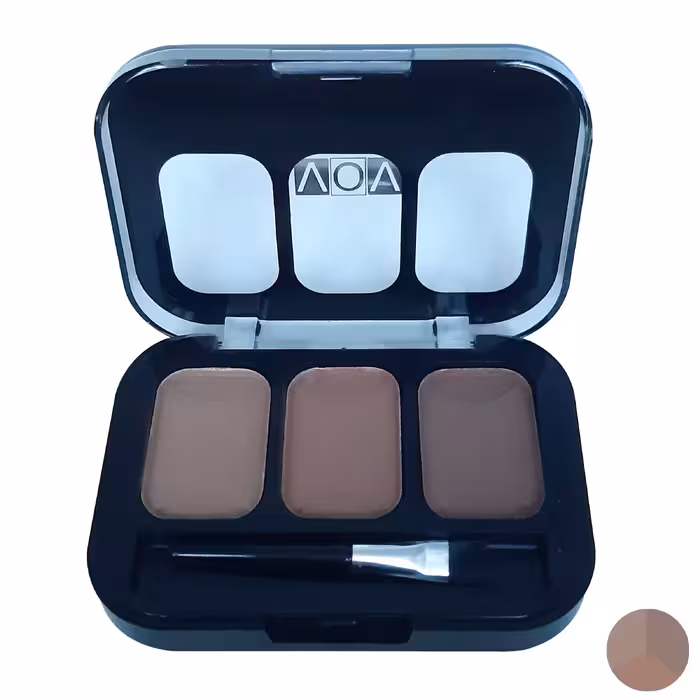 سایه ابرو پودری 3 رنگ Eye Brow vov پالت شماره 2  با براش مخصوص/24 ساعته * جلوه ای کاملا مات و بسیار با دوام *پوشش عالی