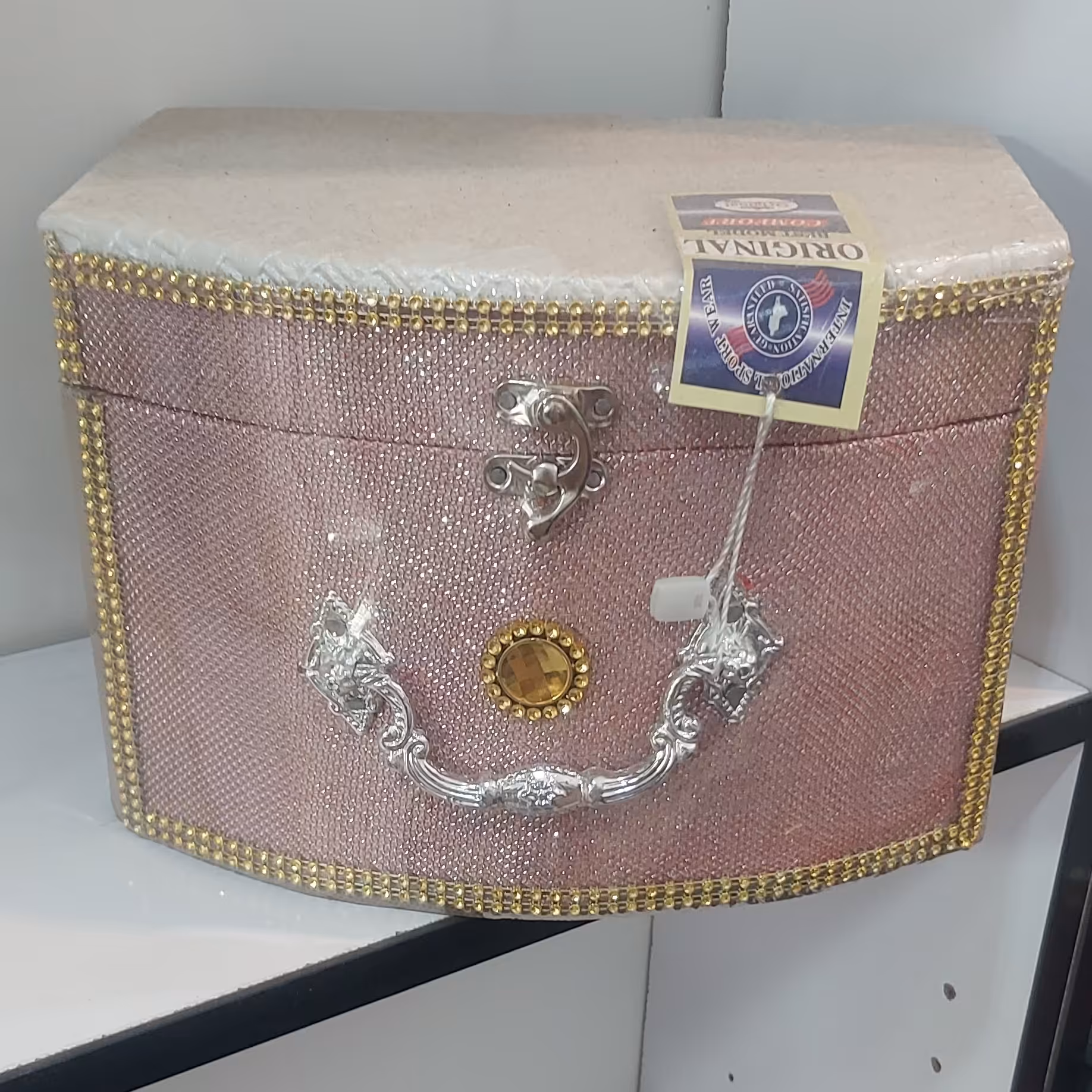 جعبه جای لوازم ارایشی شاین دار رومیزی کار دسته از چوب و پارچه ساخته شده قابل شستشو 