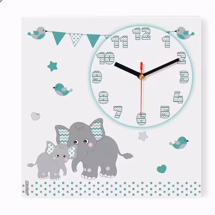 ساعت دیواری اتاق کودک طرح فیل و پرچم کد 2024