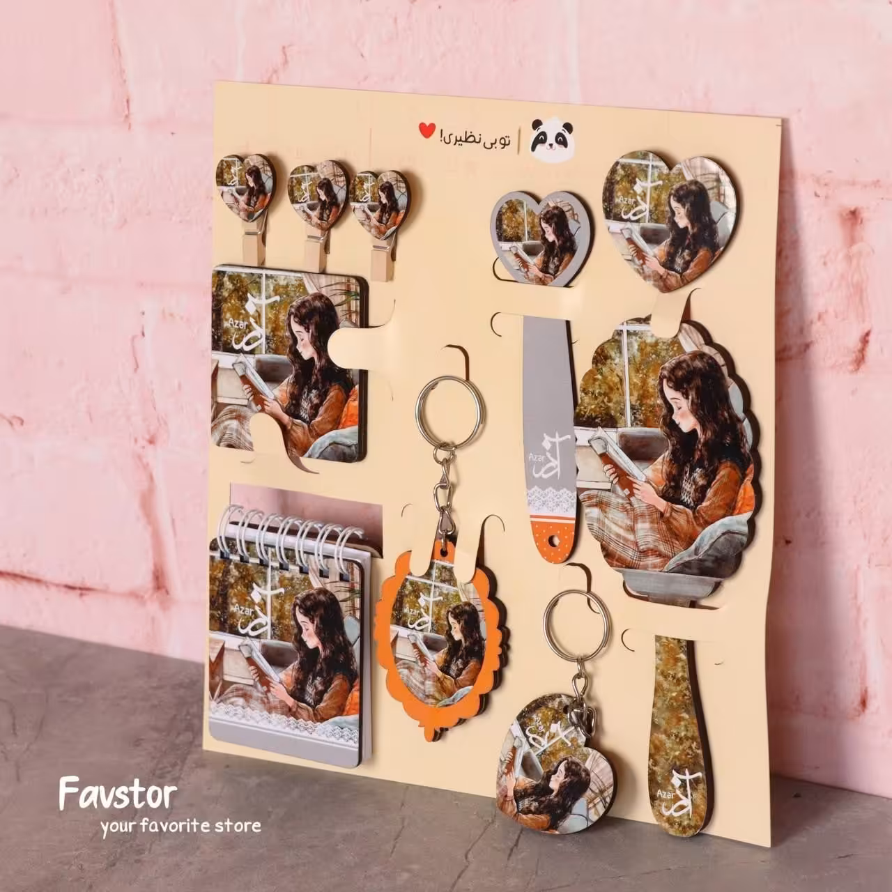 ست 10 تکه چوبی طرح دختر جنگل ماه تولد