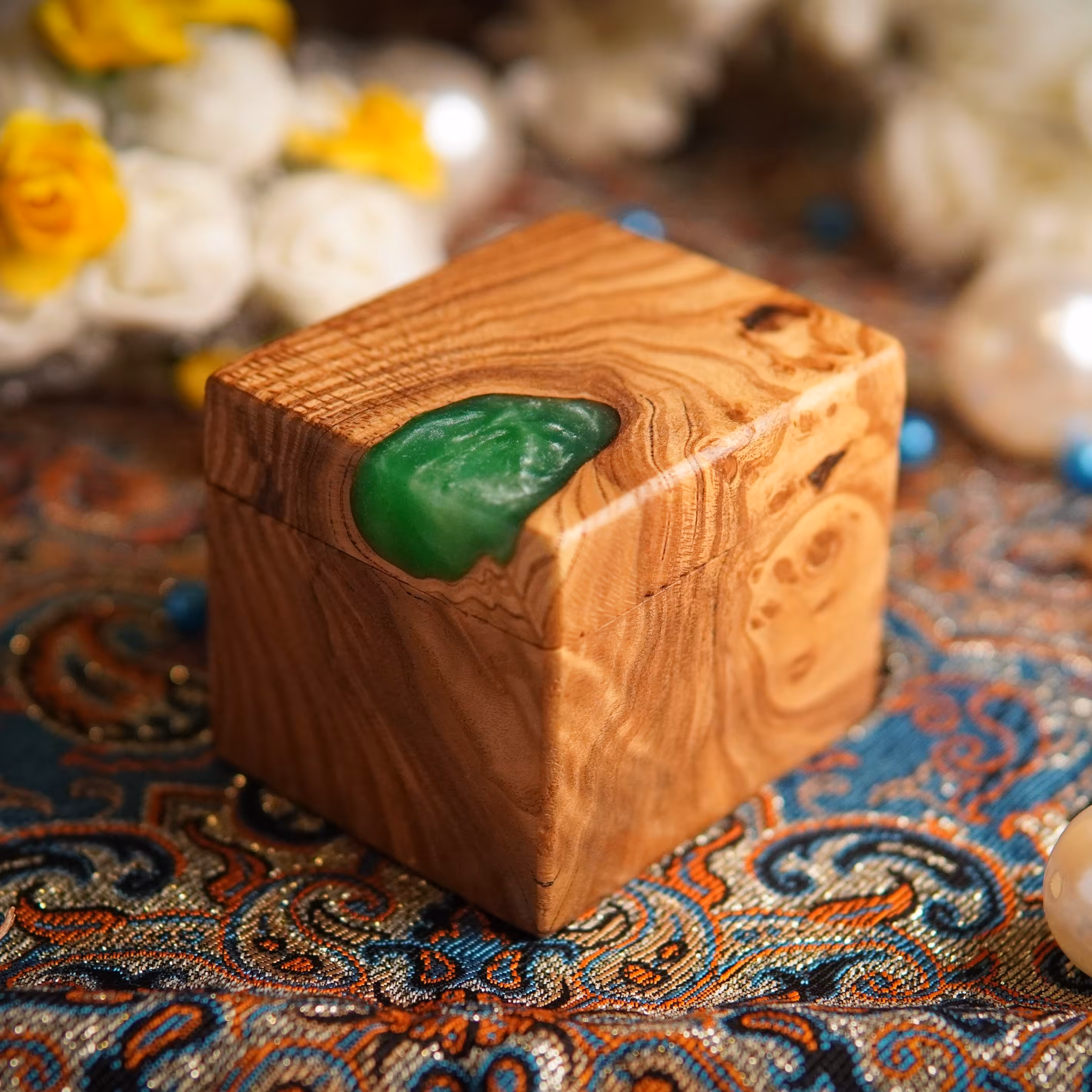 جعبه انگشتر چوب و رزین کد 1015