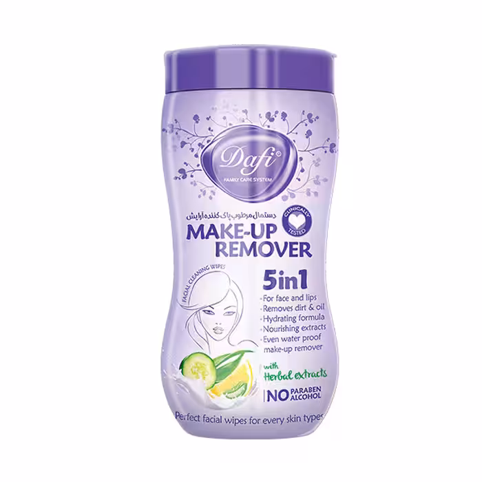 دستمال مرطوب پاک کننده آرایش دافی مدل 5in1 بسته 70 عددی