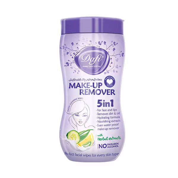 دستمال مرطوب پاک کننده آرایش دافی مدل 5in1 بسته 70 عددی