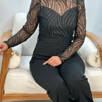 سرهمی زنانه کرپ غواصی گیپور مدل مهرنگار