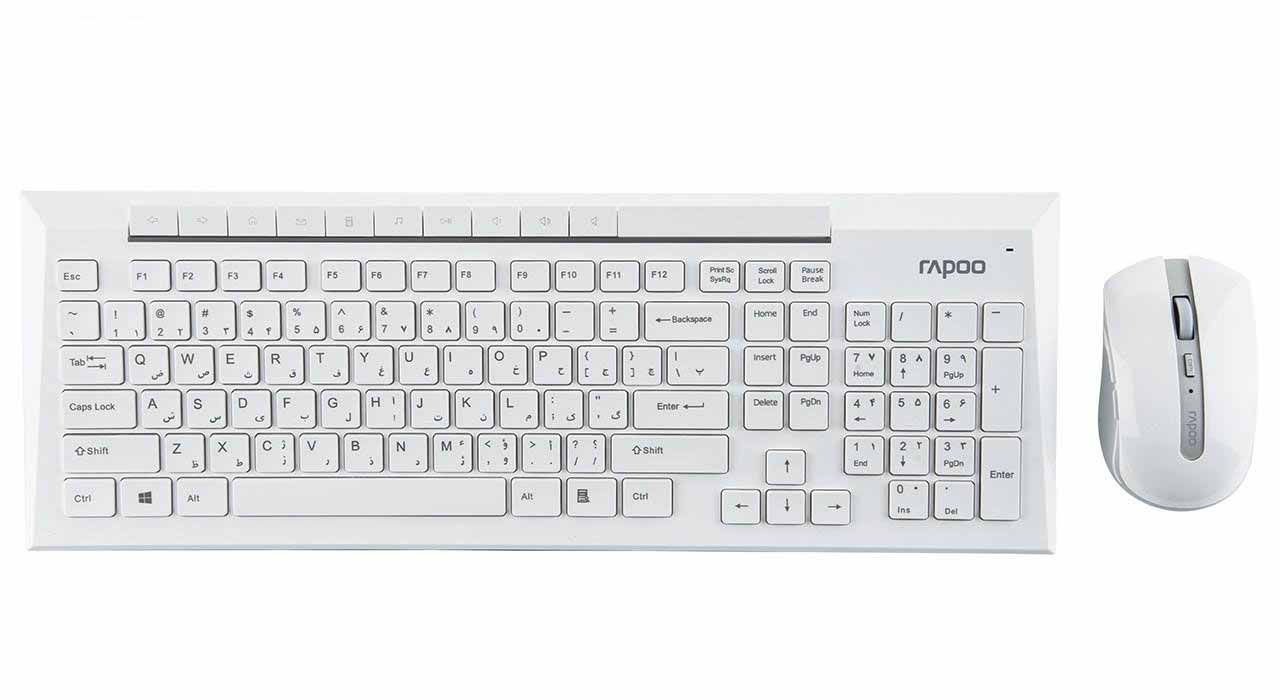 کیبورد و ماوس بی سیم رپو 8200P 2.4GHz با حروف فارسی Keyboard Rapoo