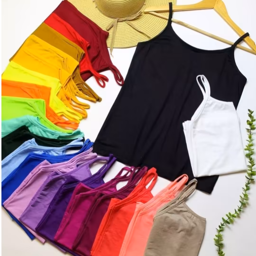 تاپ زنانه نخ پنبه سوپر  تاپ مدادرنگی فری سایز36الی40