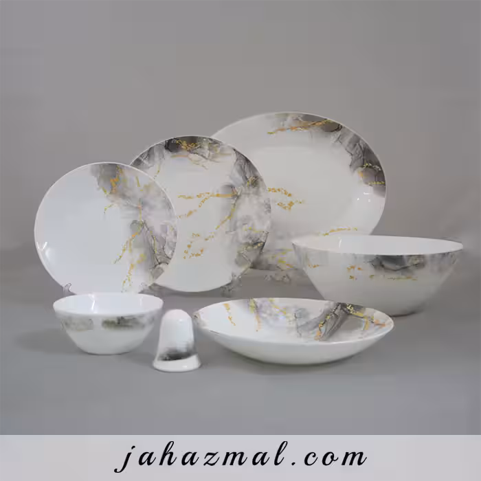 سرویس غذاخوری پارس اپال طرح اسکای طوسی مشکی کد 935