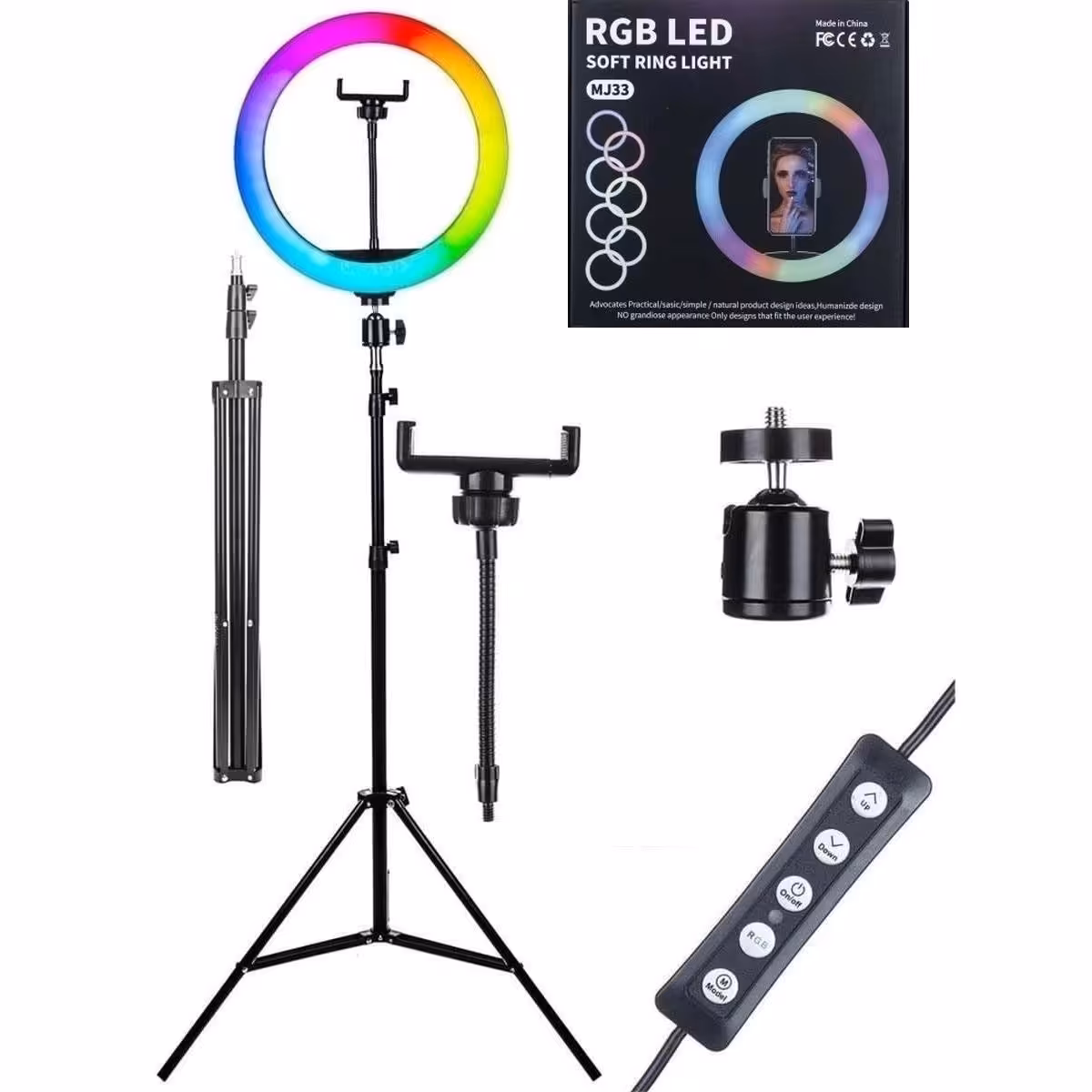 رینگ لایت RGB مدل MJ33 با قطر 33 سانت
