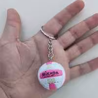 جاکلیدی طرح توپ والیبال میکاسا زنانه مردانه سایز بزرگ رنگ صورتی سفید 