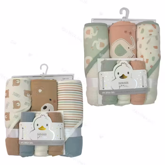 ست حوله نوزادی شش تکه طرح حیوانات Duck Duck Goose