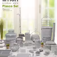 سرویس جهیزیه پلاستیک 58پارچه لیمون دارای رنگبندی طوسی،کرپ و وانیلی