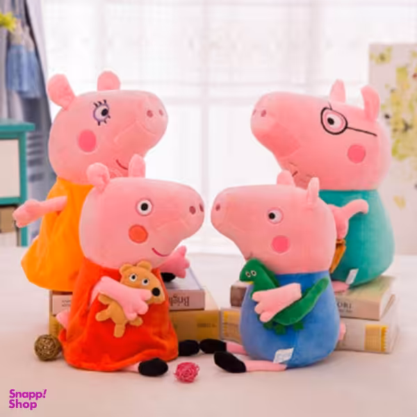 عروسک طرح پپاپیگ مدل Peppa Family ارتفاع 40 سانتی متر بسته 4 عددی