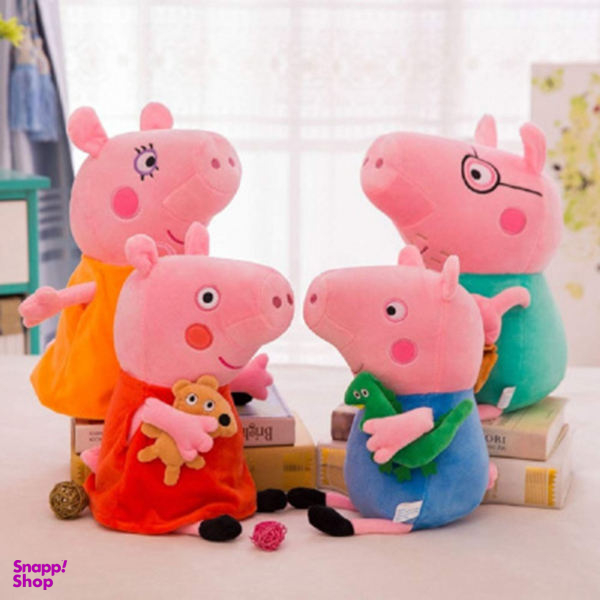 عروسک طرح پپاپیگ مدل Peppa Family ارتفاع 40 سانتی متر بسته 4 عددی