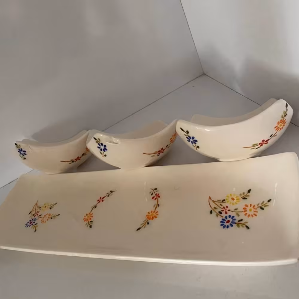 رولت خوری با سه کاسه میناکاری سرامیک .موجود نیست 