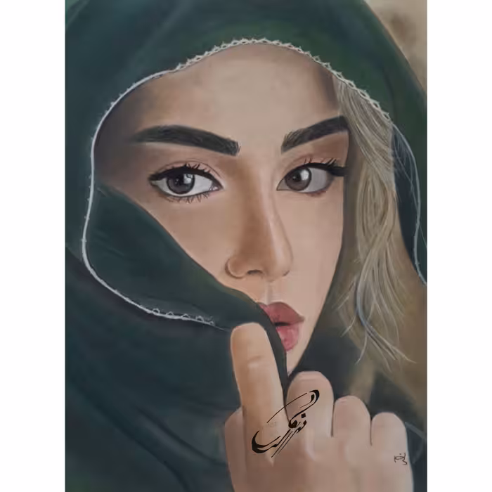 تابلو چهره زن تکنیک پاستل گچی و پاستل مدادی30در40