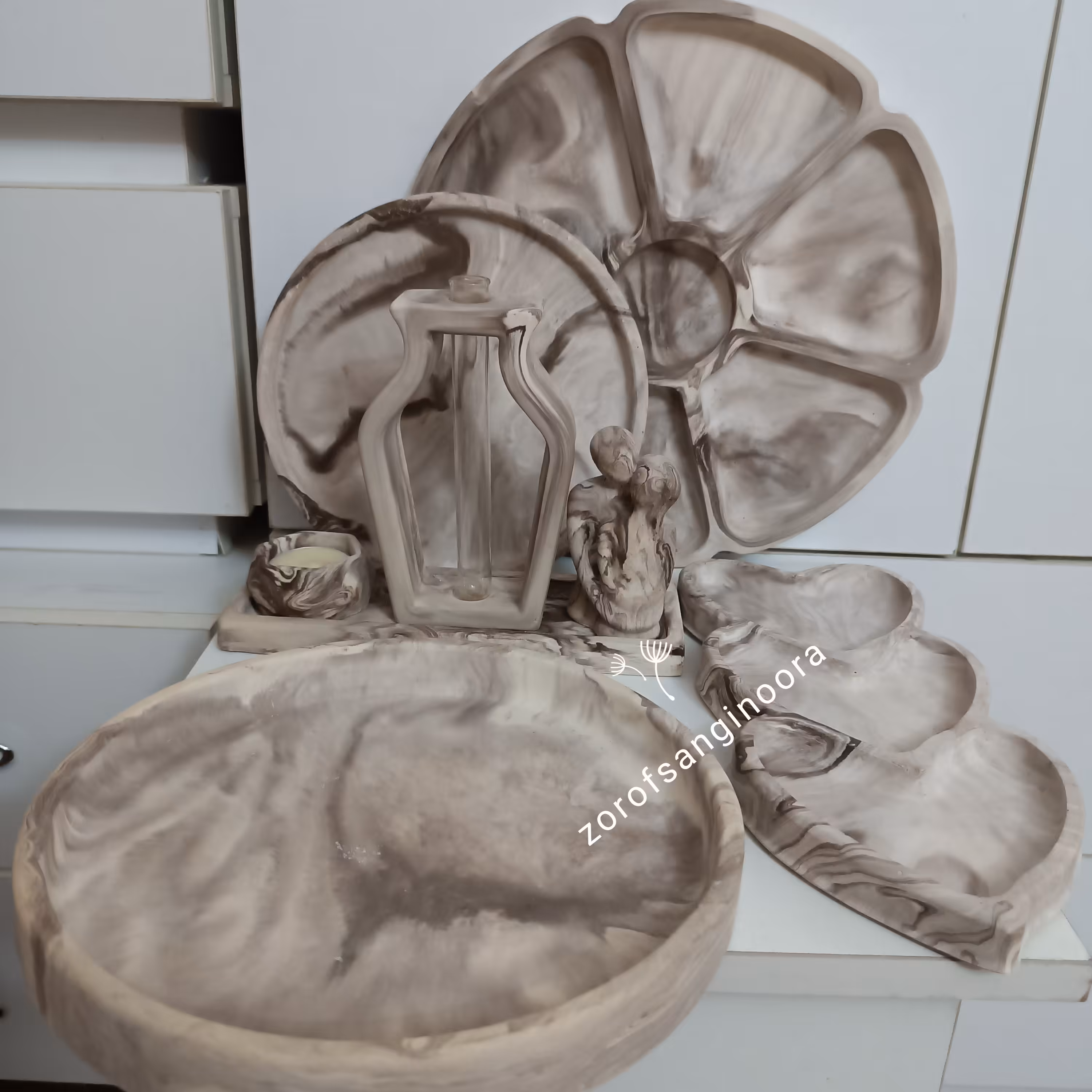 سرویس پذیرایی سنگی 4تیکه طرح ابروبادی (ارسال رایگان)