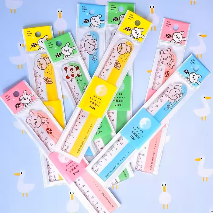 خط کش فانتزی 15 سانتی دارای 4 رنگ وارداتی کیفیت عالی و اقتصادی