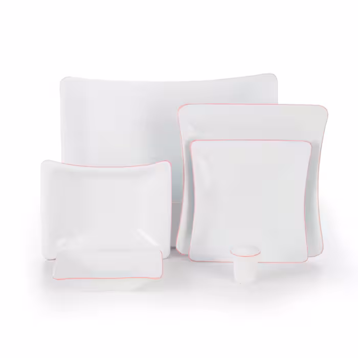 سرویس چینی زرین 6 نفره غذاخوری استریم صورتی (29 پارچه)