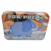 پازل چوبی جعبه فلزی طرح حیوانات مجموعه 5 عددی