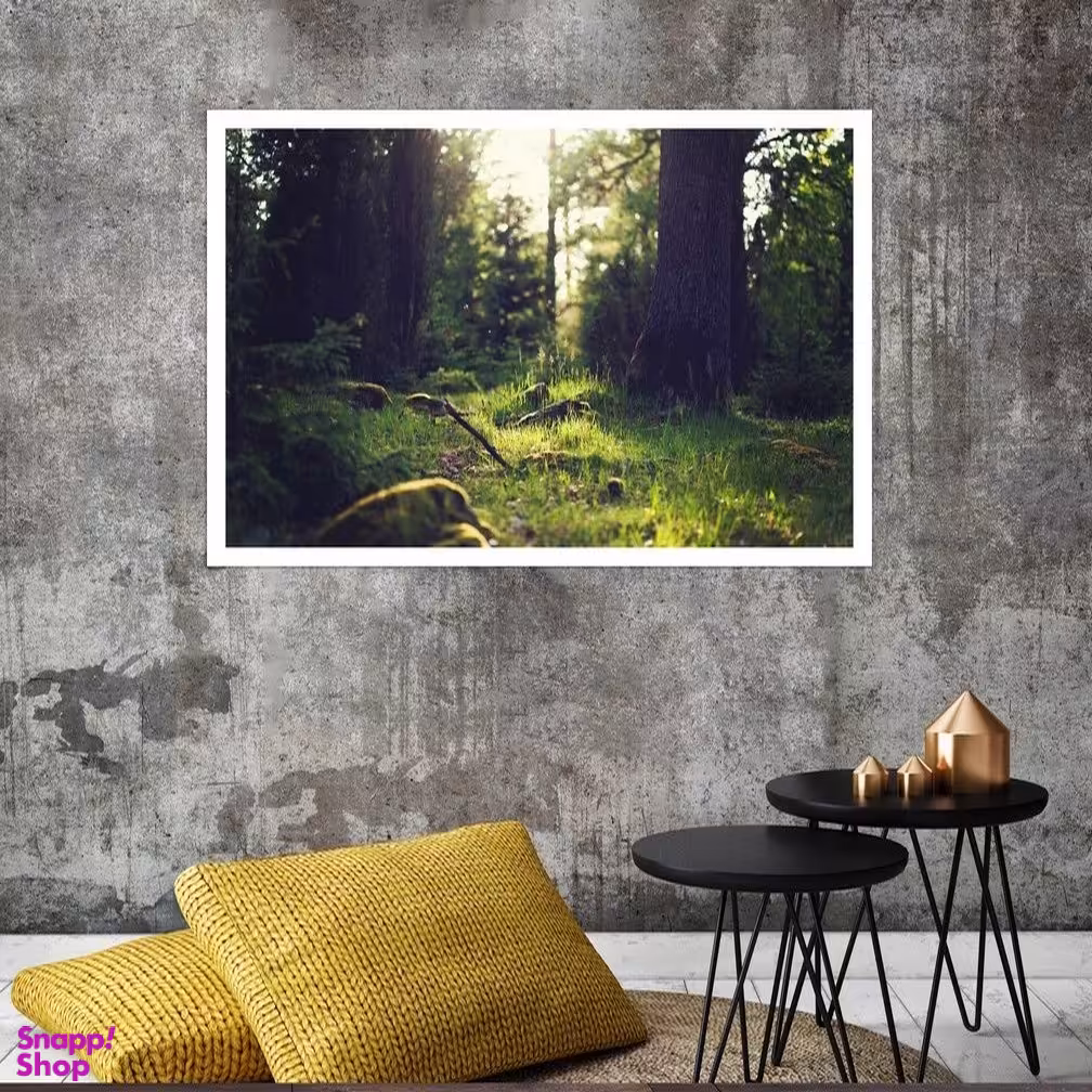 تابلو بکلیت طرح طبیعت سرسبز و جنگل مدل قاب شاسی W-s8007