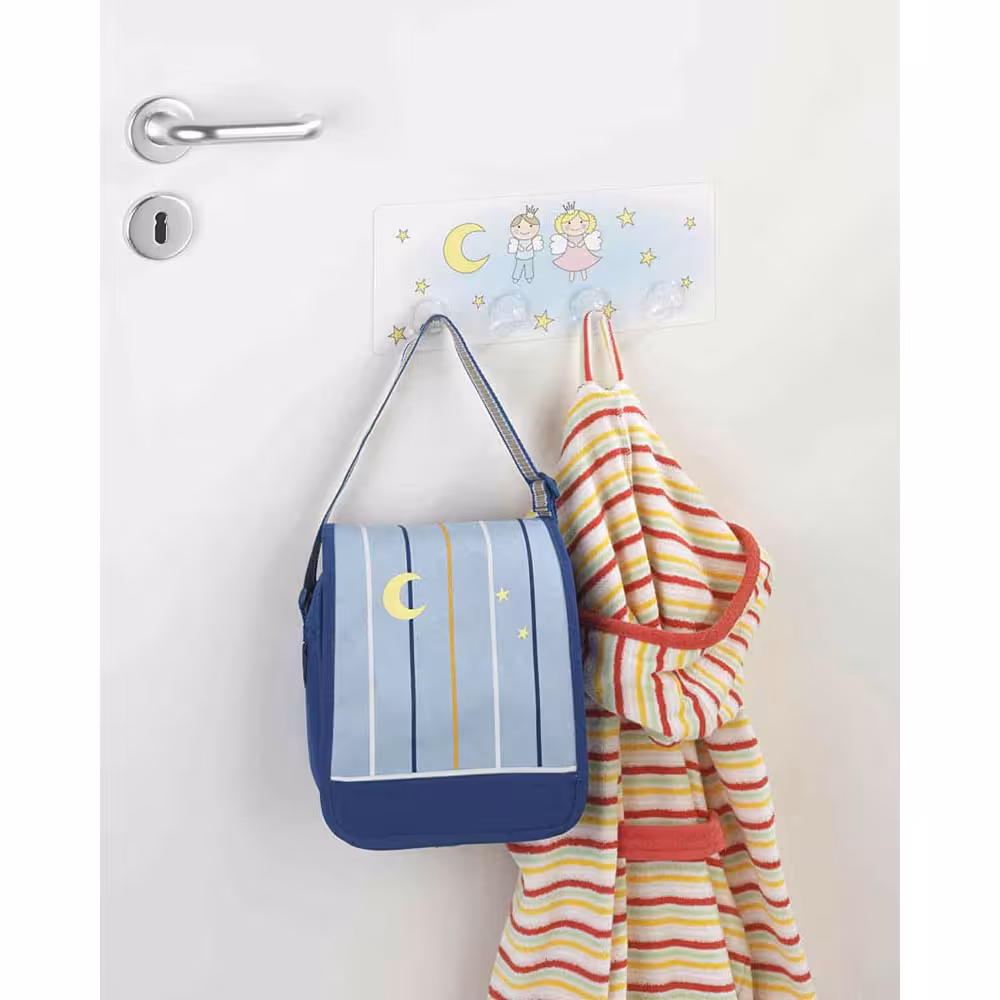 آویز پلاستیکی چسبی (4شاخه) کیف و لباس کودک طرح دار