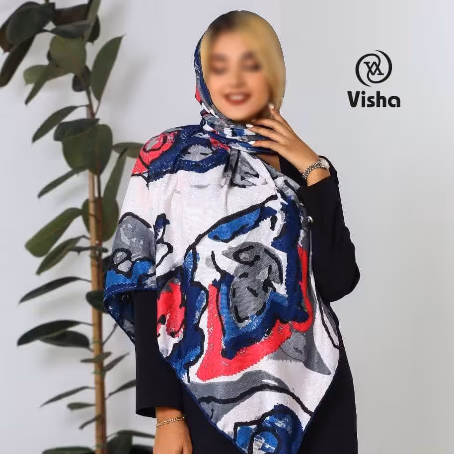 روسری قواره بزرگ دست دوز طرح ار شیک و باکیفیت