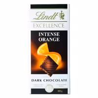 شکلات تلخ پرتقالی با تکه های بادام 100 گرم اکسلنس لینت - lindt