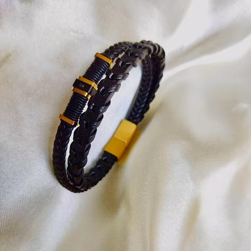 دستبند چرمی دو لاین 