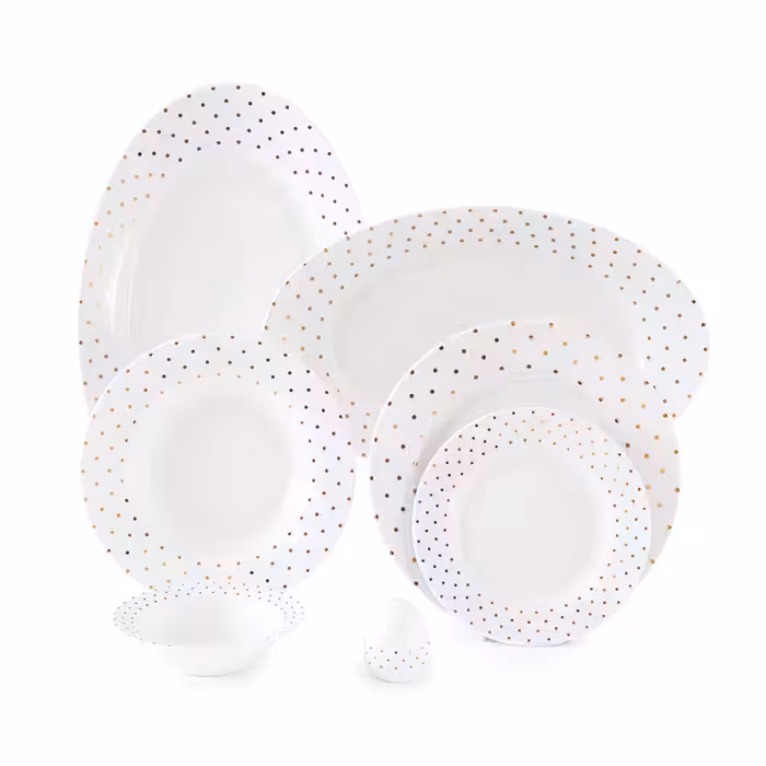 سرویس چینی زرین 6 نفره غذاخوری اسپاتی طلایی (28 پارچه)