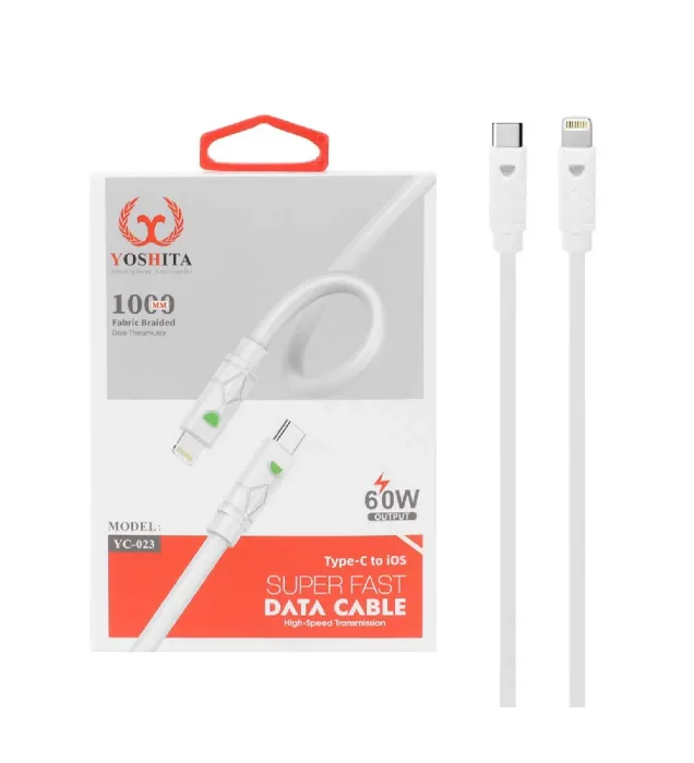 کابل شارژ فست یوشیتا Type-C To Lightning مدل YC-023