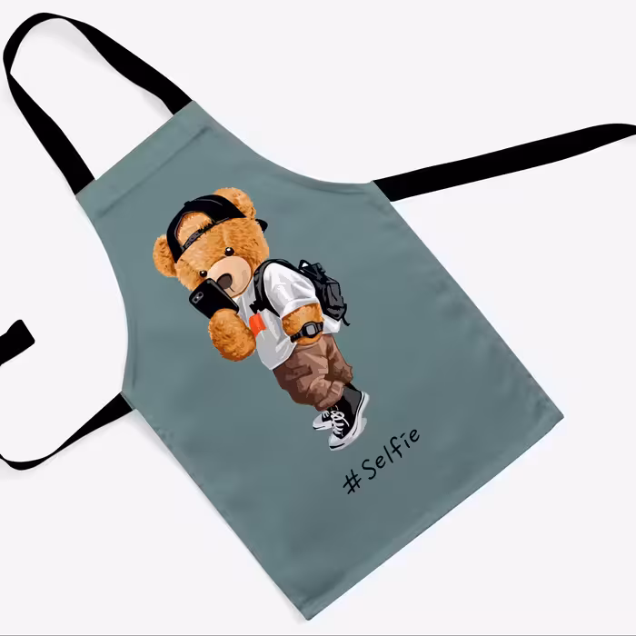 پیشبند تدی مخمل چاپ دیجیتال قابل شستشو و رنگ ثابت دارای آستر ضدآب کد 33