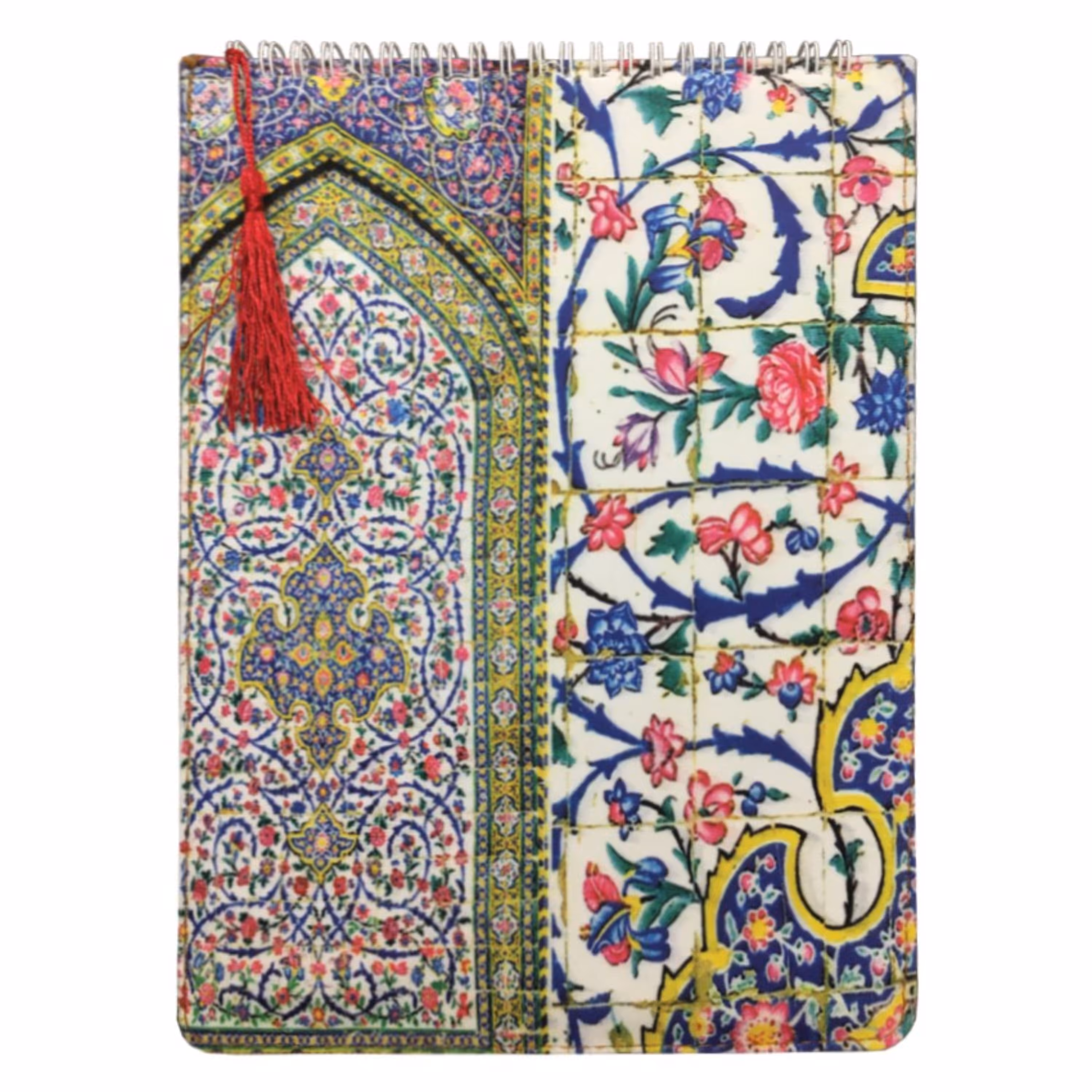 دفتر  سنتی کاشی آبی سایز A4 جلد مخمل 80 برگ بدون خط 