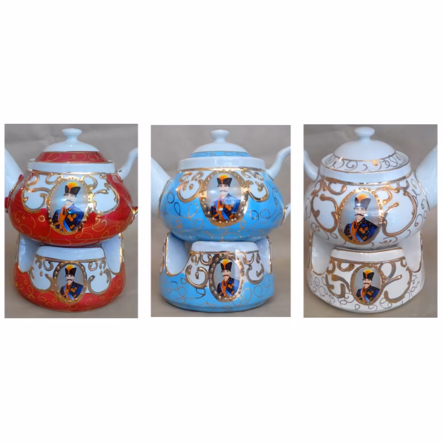 قوری و وارمر چینی شاه عباسی ..  آب طلا کاری 