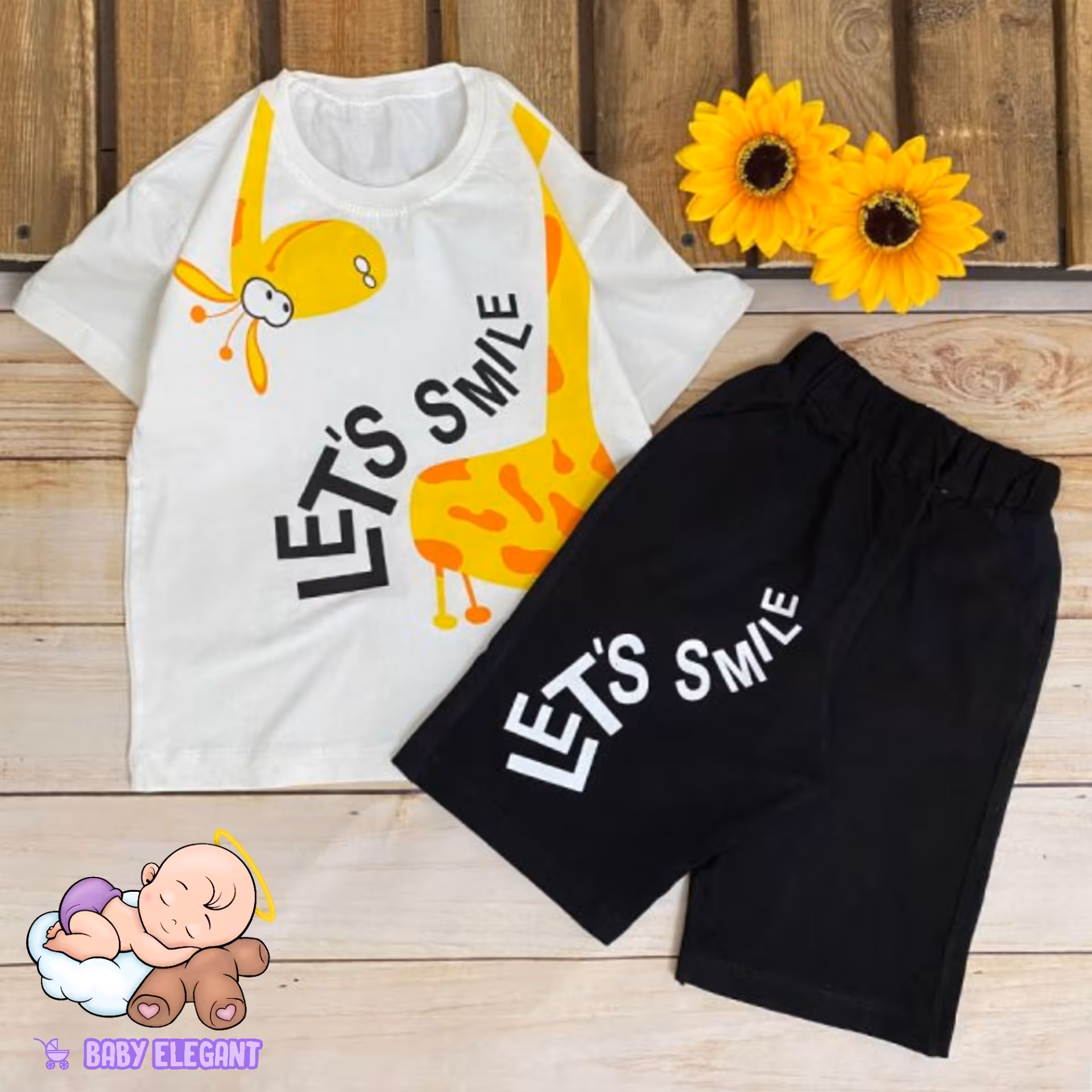 بلوز و شلوارک نقلی باکیفیت پسرانه طرح زرافه