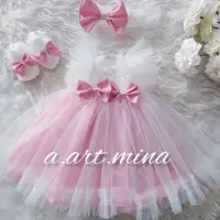 پیراهن بچه گانه ترند زیبا سفید وصورتی