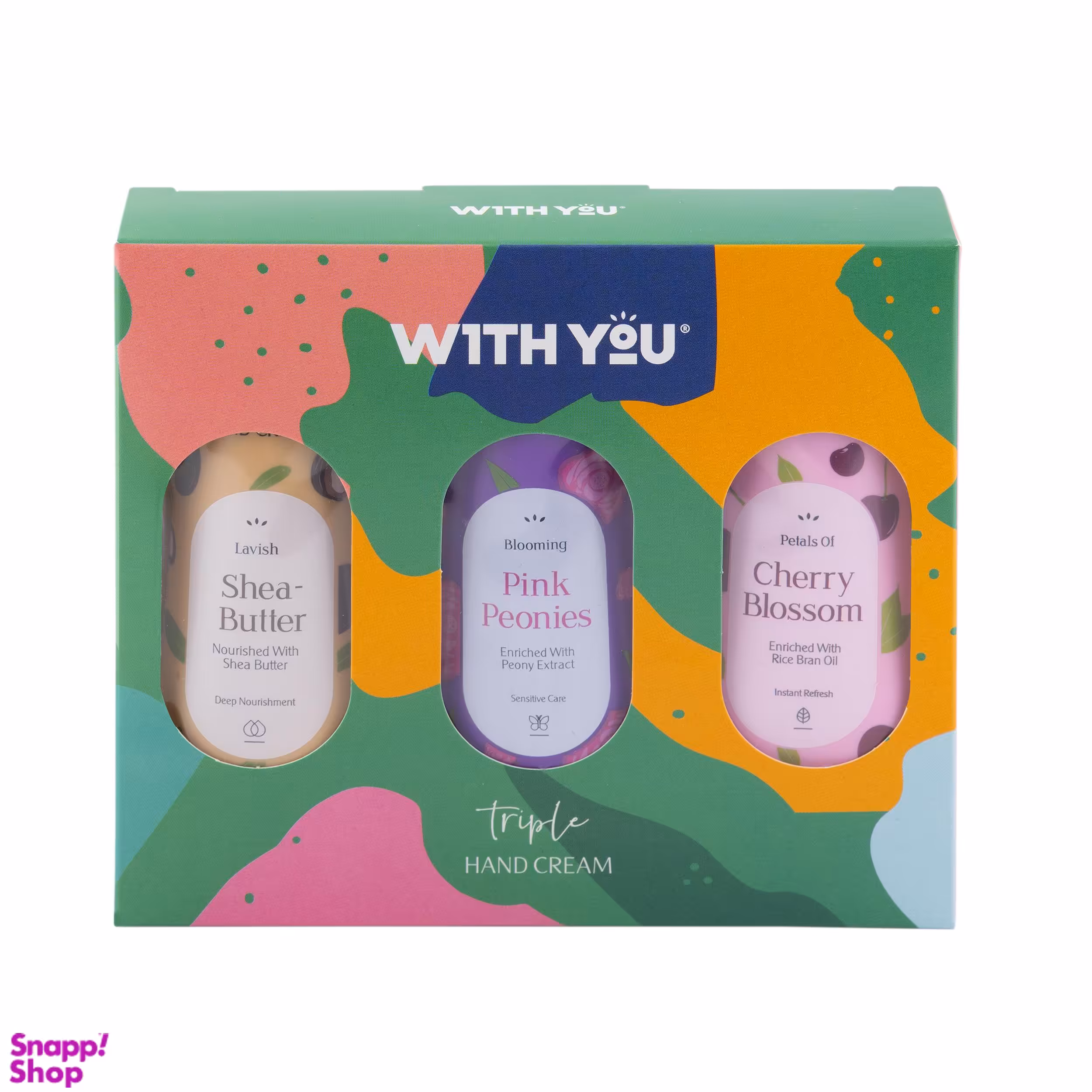 کرم مرطوب کننده ویت یو (with you) مدل Cherry و SheaButter و PinkPeonies حجم 50 میلی‌لیتر بسته 3 عددی