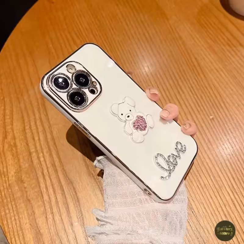 قاب گوشی خرسی LOVE دارای محافظ دور تا دور مناسب گوشی های سامسونگ،شیائومی و آیفون