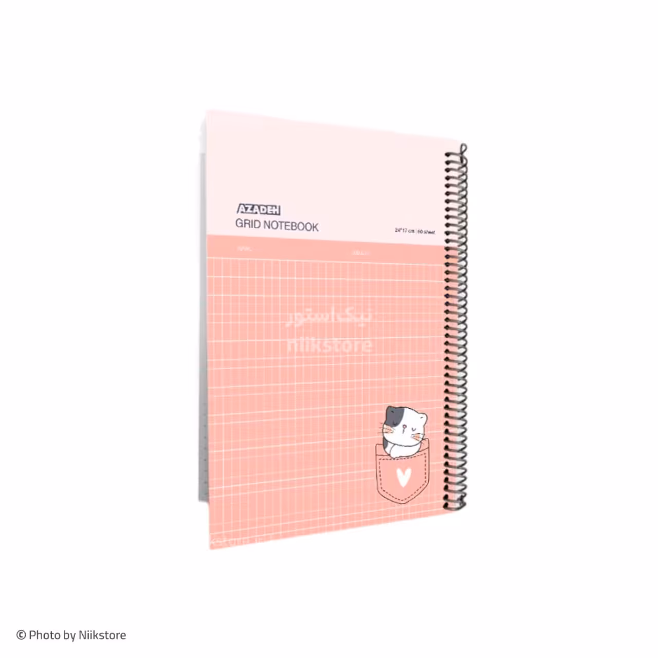 دفتر شطرنجی 60 برگ طلقی تک سیم آزاده کد 146