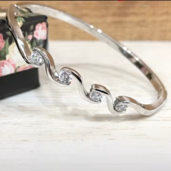 دستبند النگویی جواهری استیل زنانه دخترانه مارک ژوپینگ طرح 10