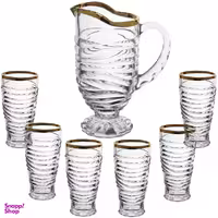 ست پارچ و لیوان 7 پارچه مدل بامبو لب طلایی